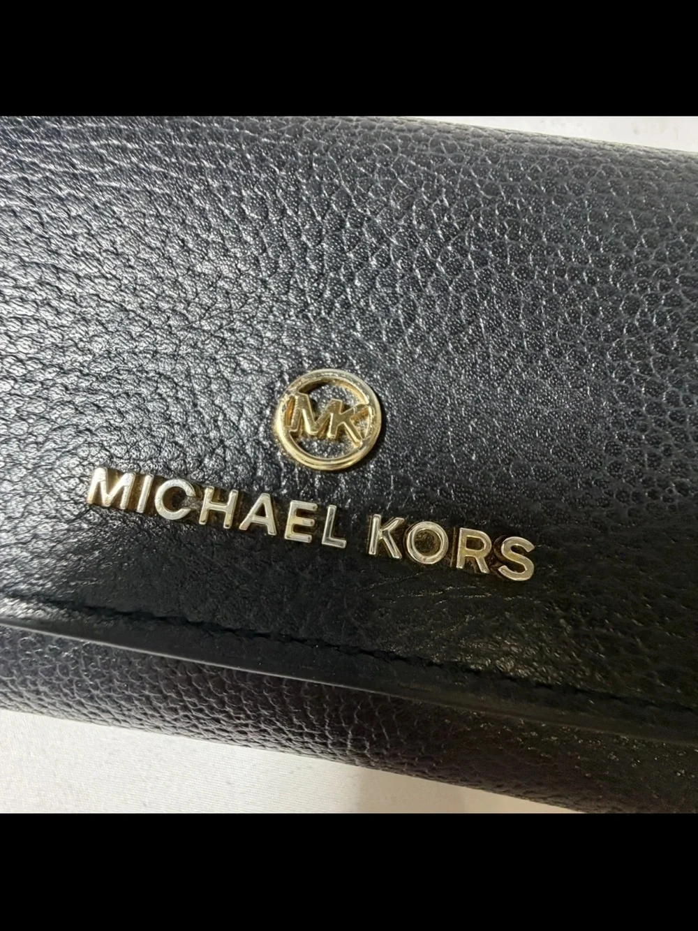 Michael Kors Black Pebbled Leather Clutch Wallet with Gold Logo